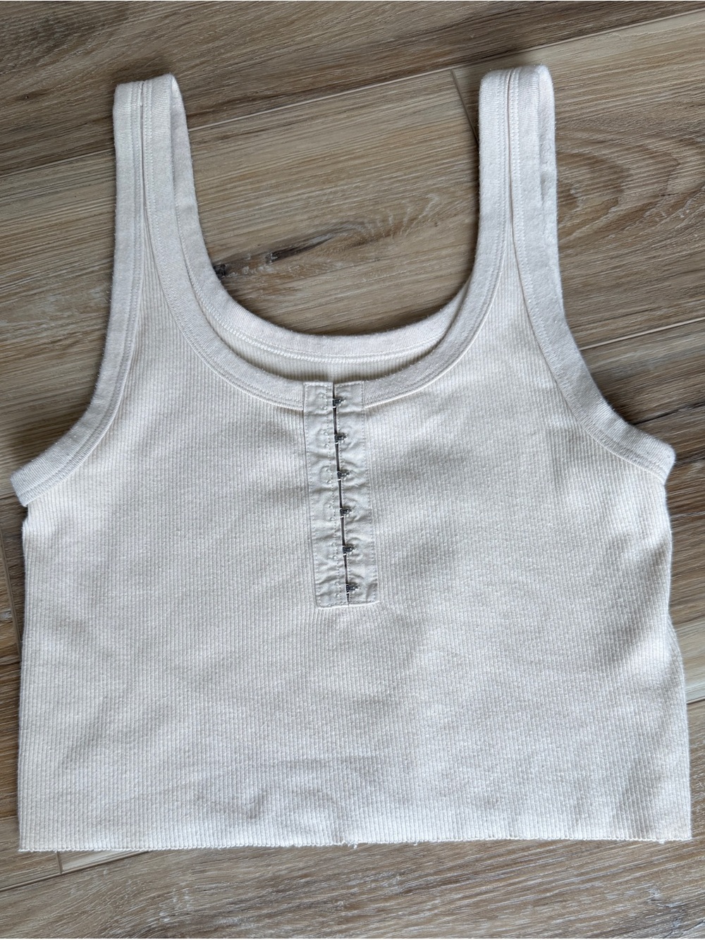 Aerie ribbed cropped fitted tank top tan women’s size S